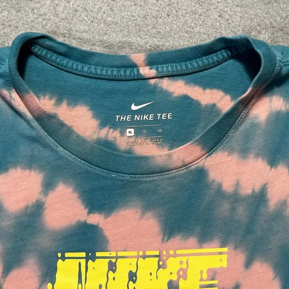 Nike Tie-Dye Festival T-Shirt Turquoise Green Yellow Logo Men’s XL Cotton